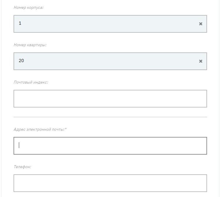 Screenshot of: Укажите Ваш адрес электронной почты. 