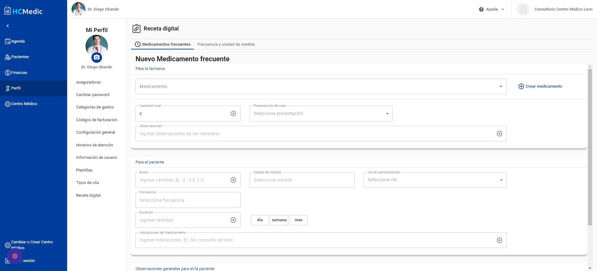 Screenshot of: Haga click en "Perfil"