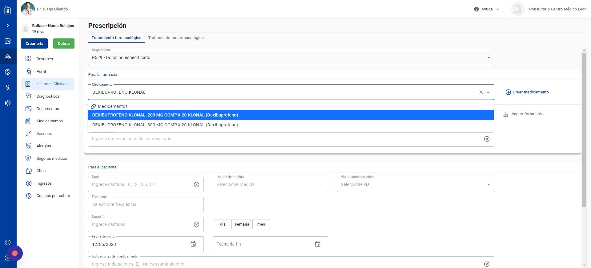 Screenshot of: Busque el medicamento por el nombre y seleccione el medicamento guardado como nuevo Medicamento Frecuente
