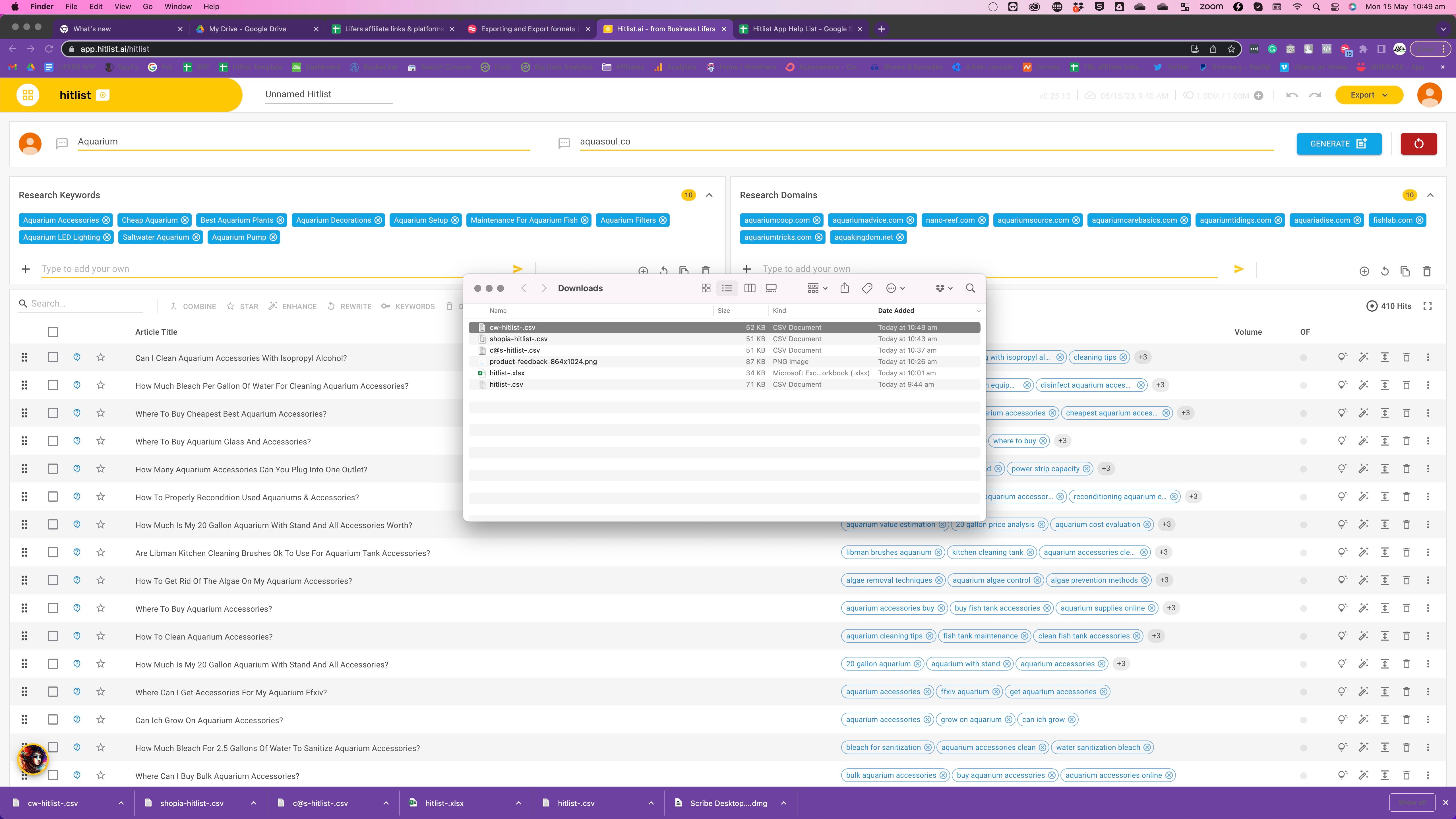 Screenshot of: Download the csv to your computer.