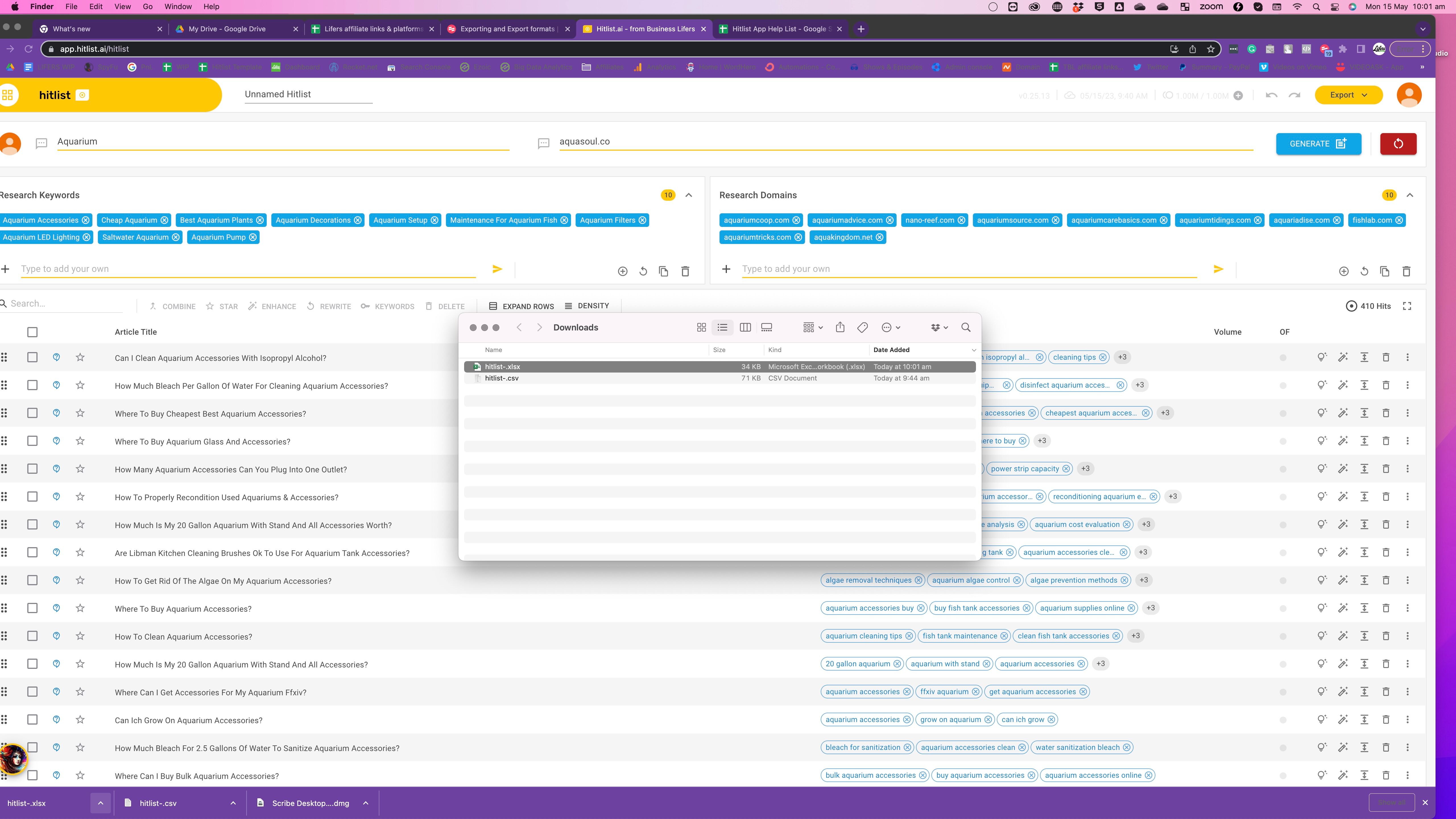 Screenshot of: Your hitlist will download to your computer as an Excel file which you can now open.