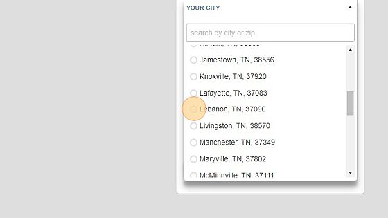 Screenshot of: Select Your City