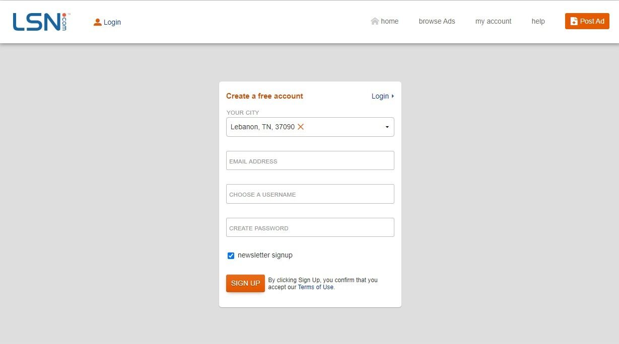Screenshot of: Enter your Email Address