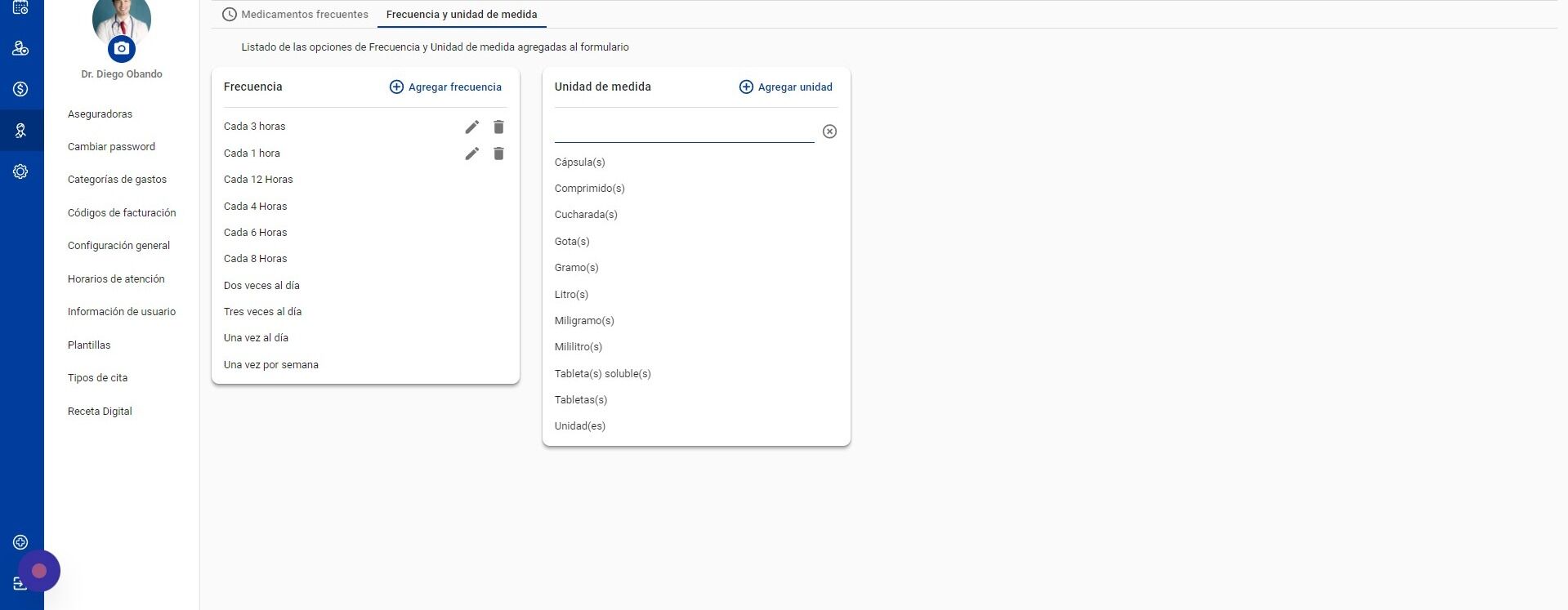 Screenshot of: En éste espacio, ingrese la nueva unidad 