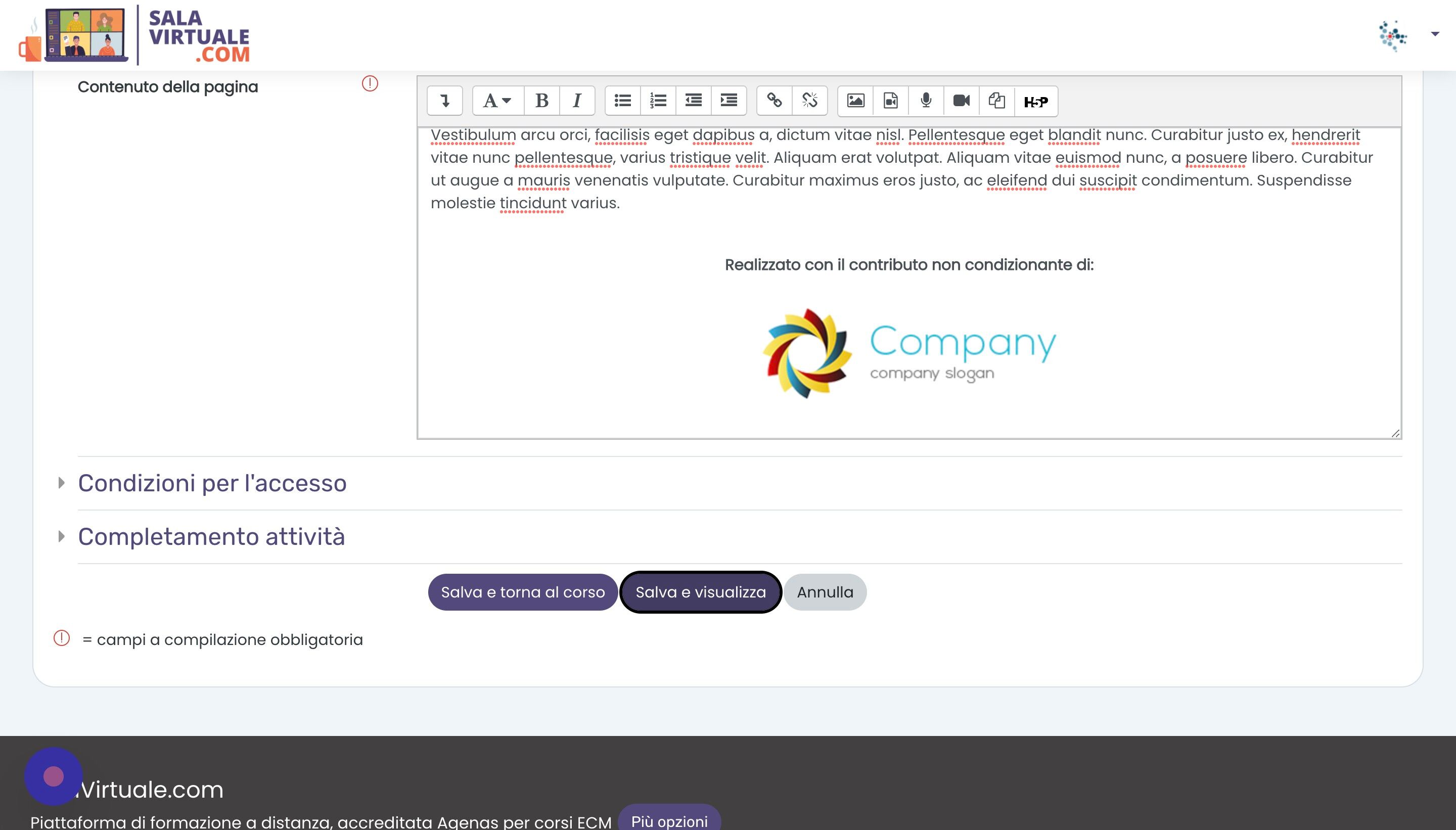 Screenshot of: Salvare le modifiche
