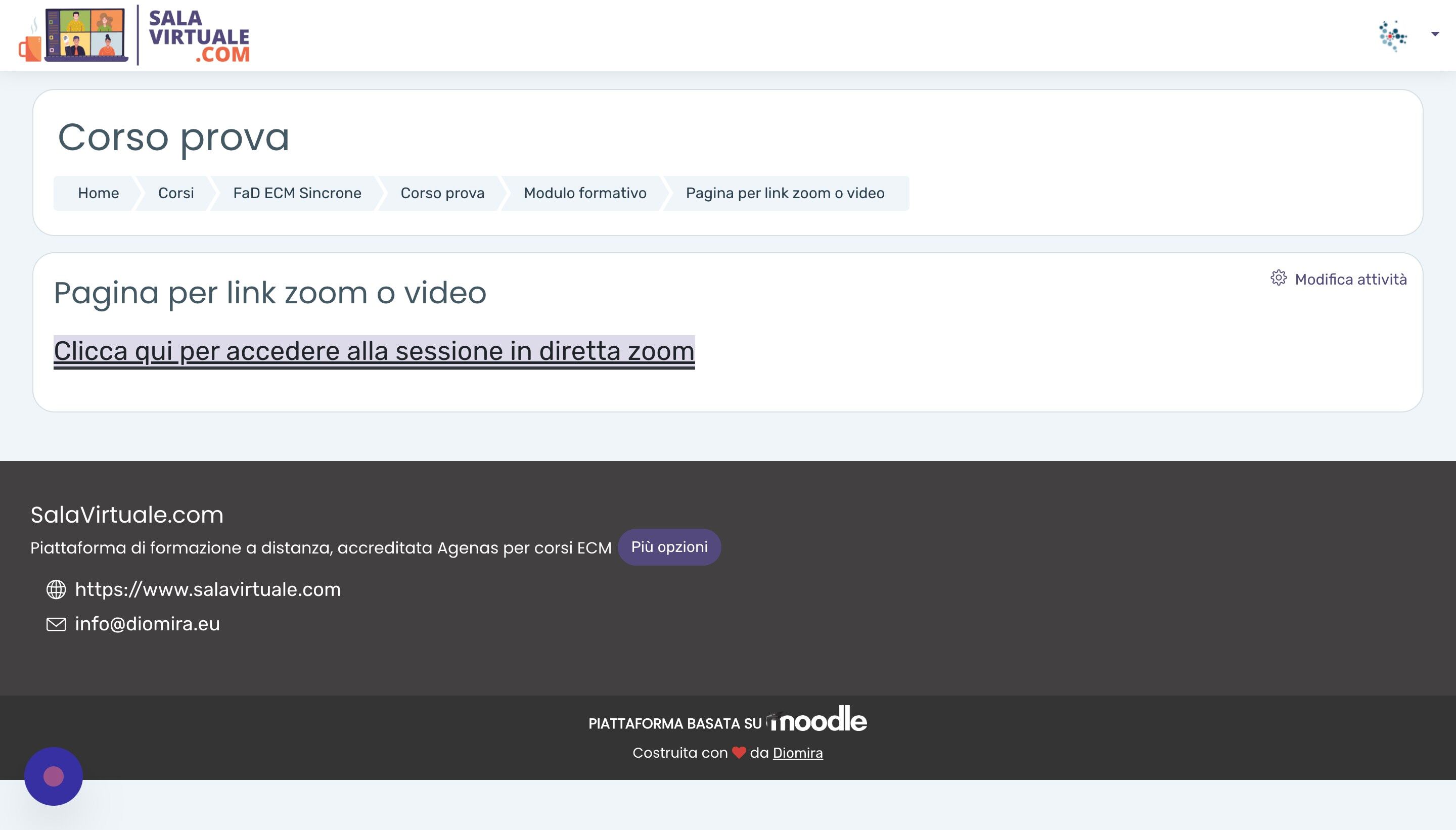 Screenshot of: Salvando le modifiche, nella pagina troveremo ora la scritta 