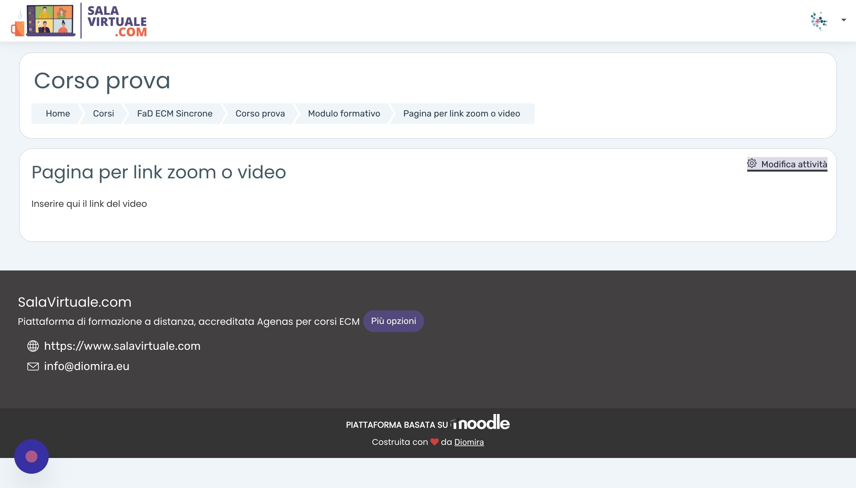 Screenshot of: La pagina si presenta vuota. Clicchiamo 