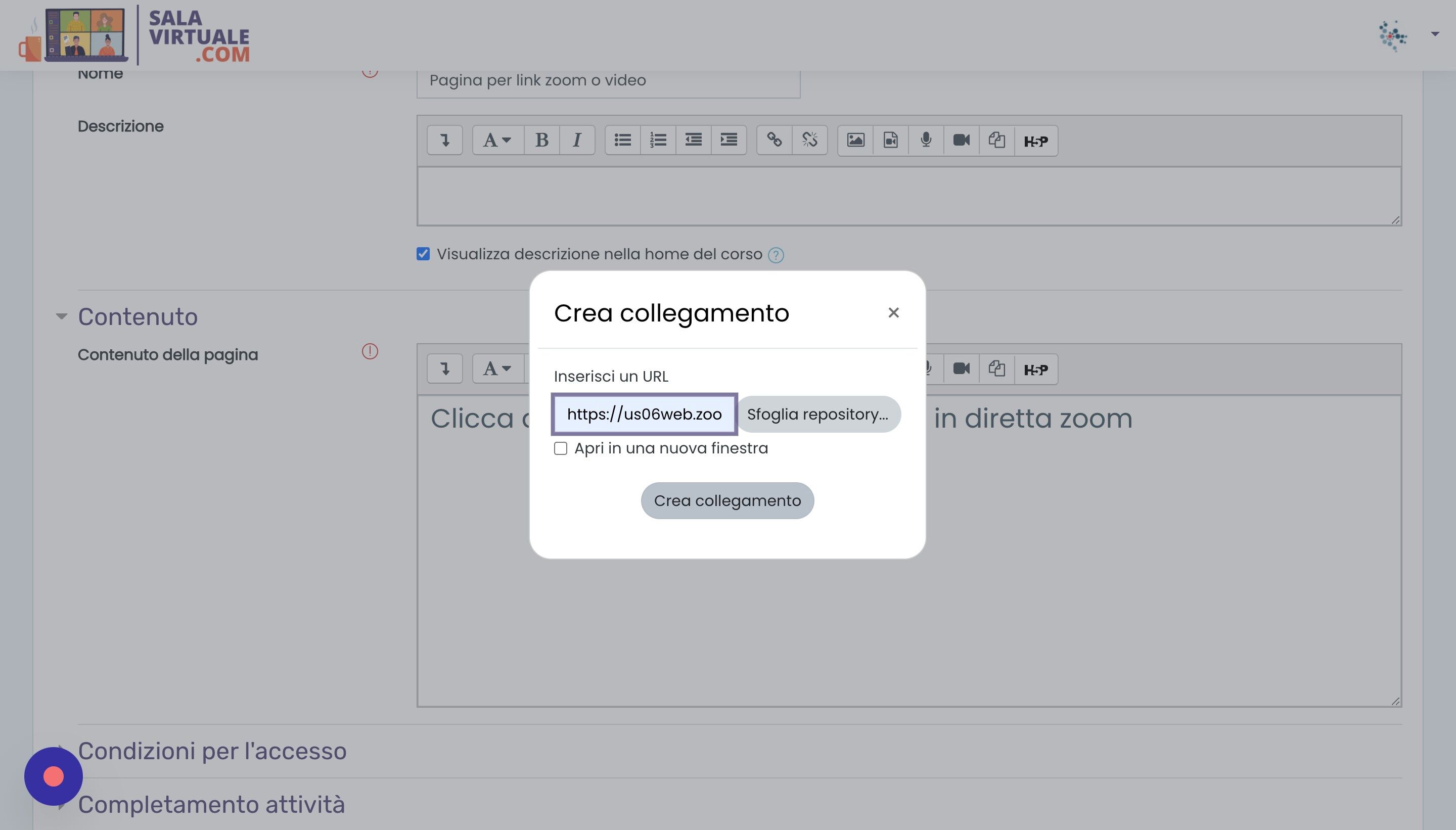 Screenshot of: ...e nel campo 