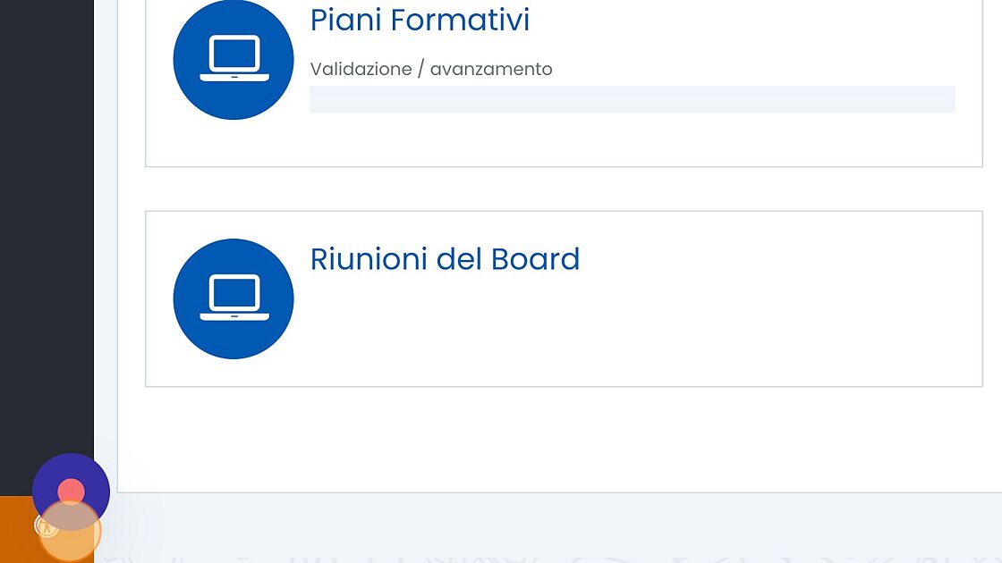 Screenshot of: Ci si troverà nella pagina del proprio board, divisa in 4 sezioni.