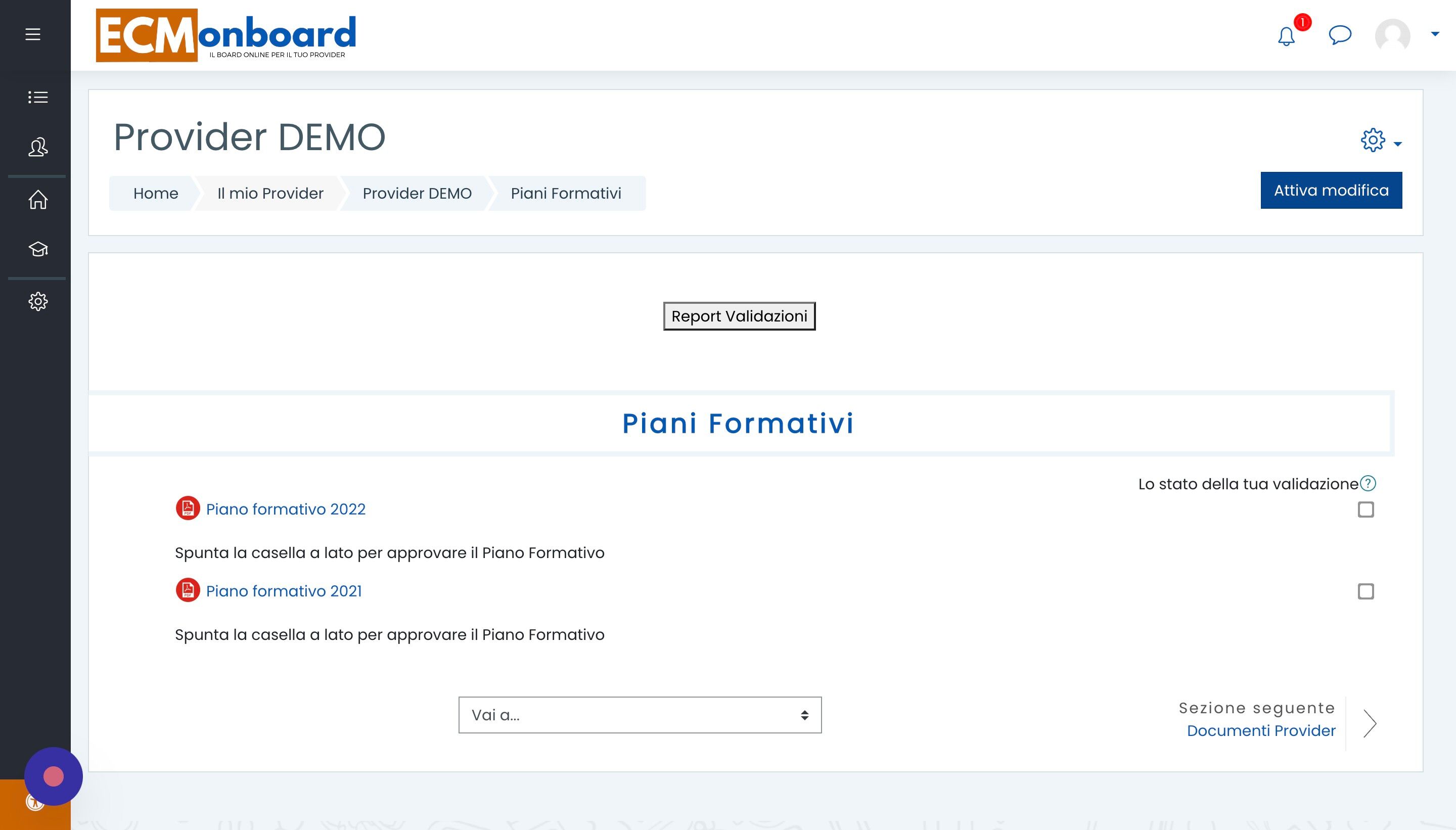 Screenshot of: Cliccare 