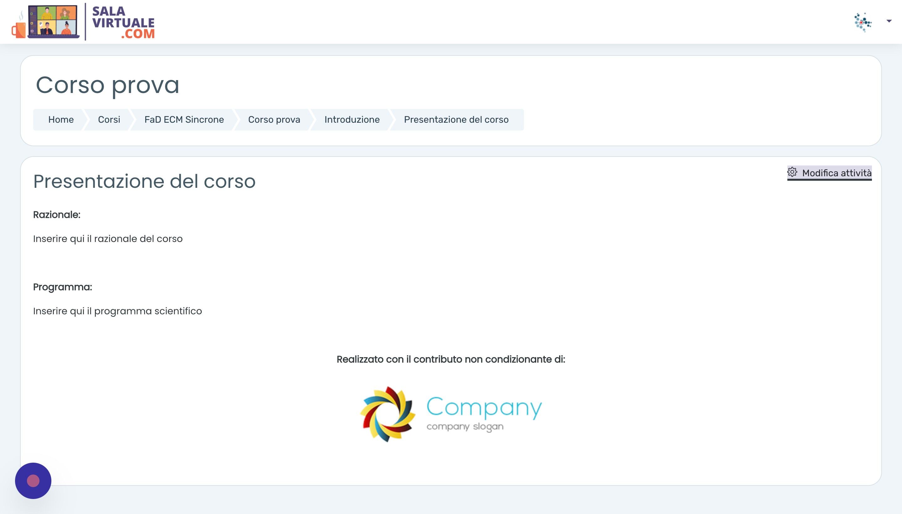 Screenshot of: Cliccare 