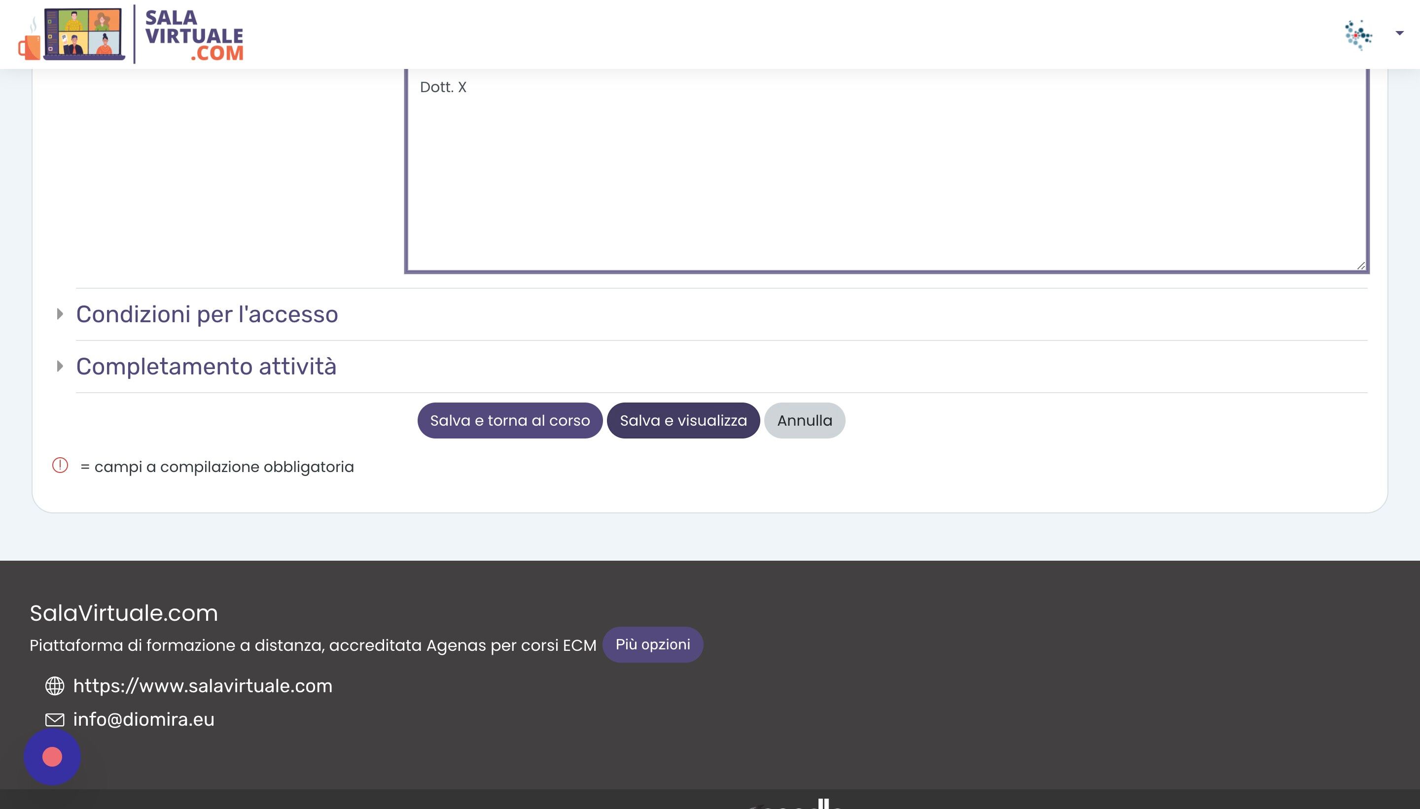 Screenshot of: Salvare le modifiche