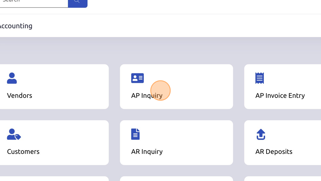 Screenshot of: Click "AP Inquiry"