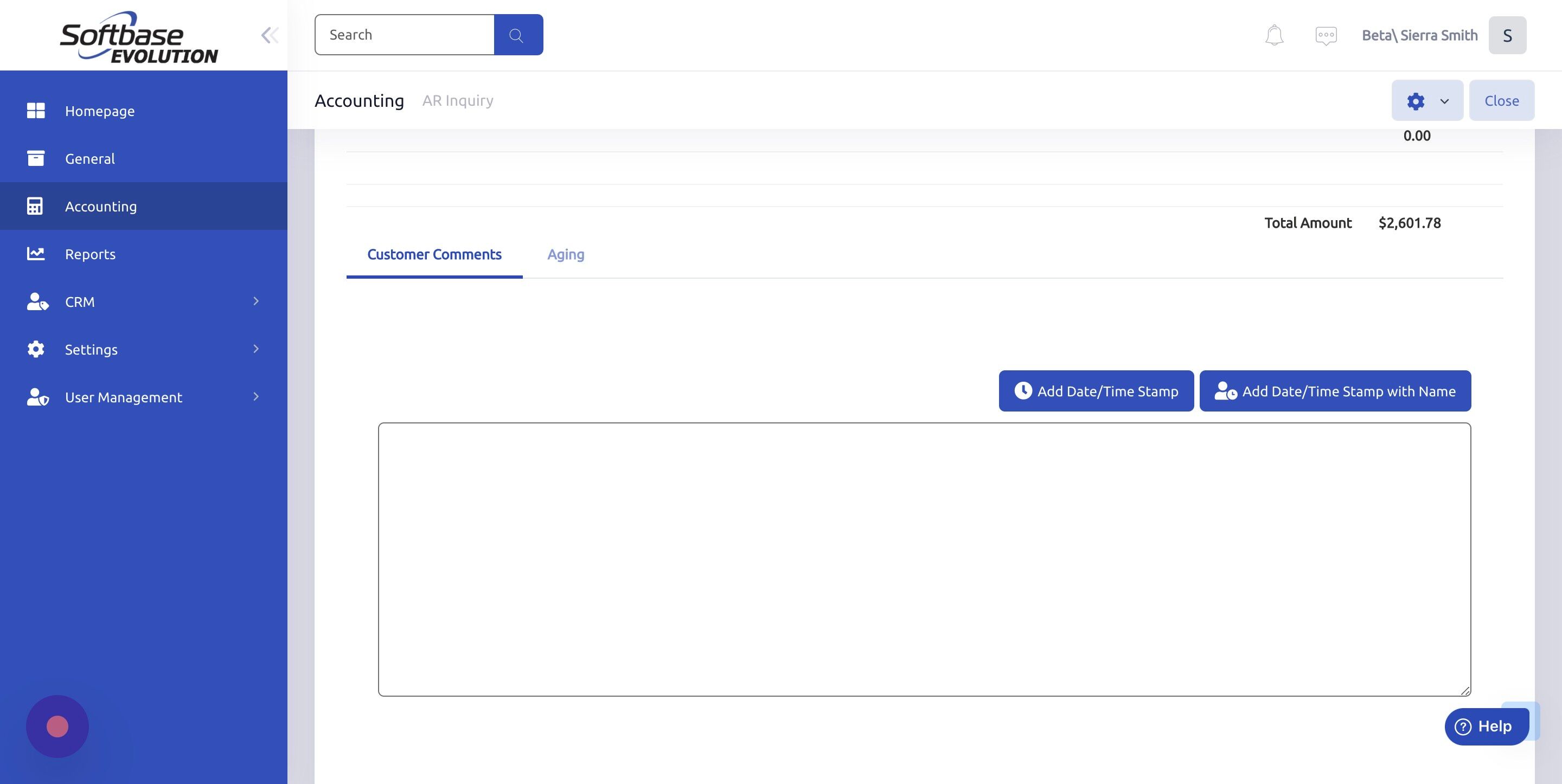 Screenshot of: Click "Customer Comments"