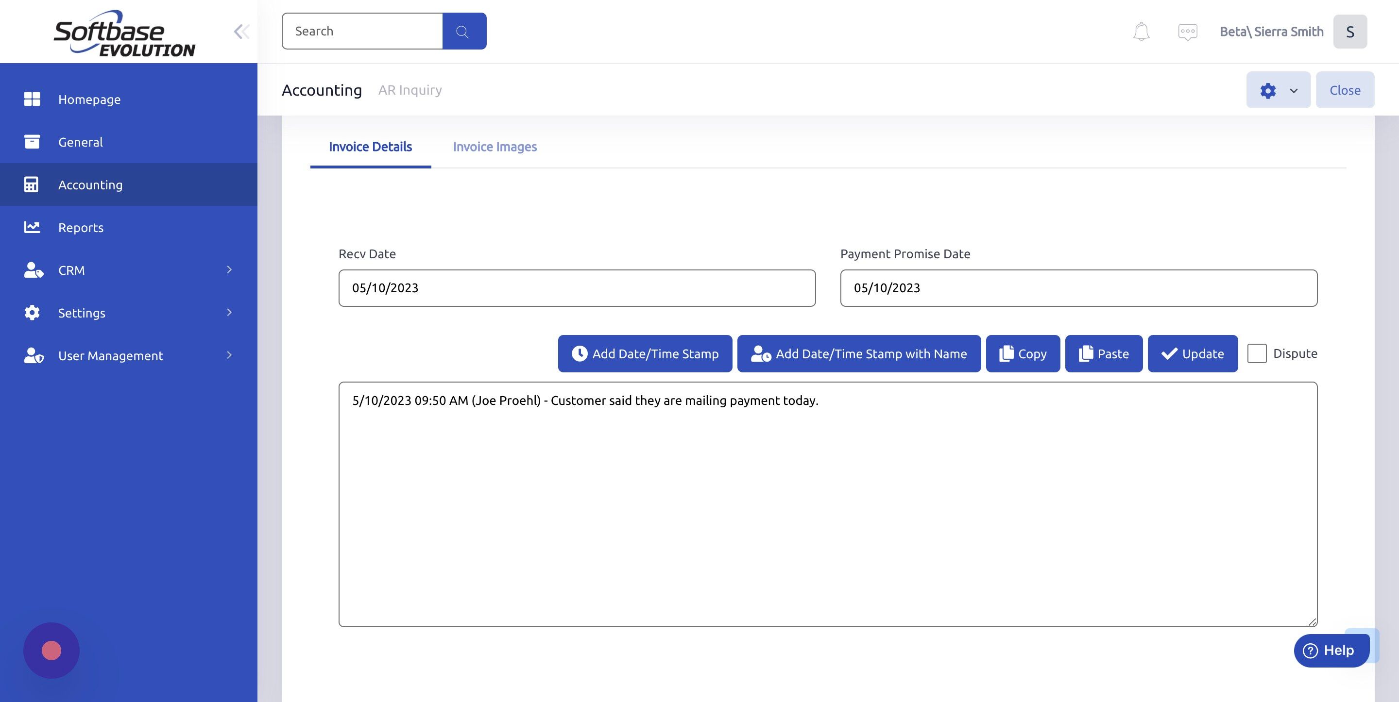 Screenshot of: Click "Invoice Details"
