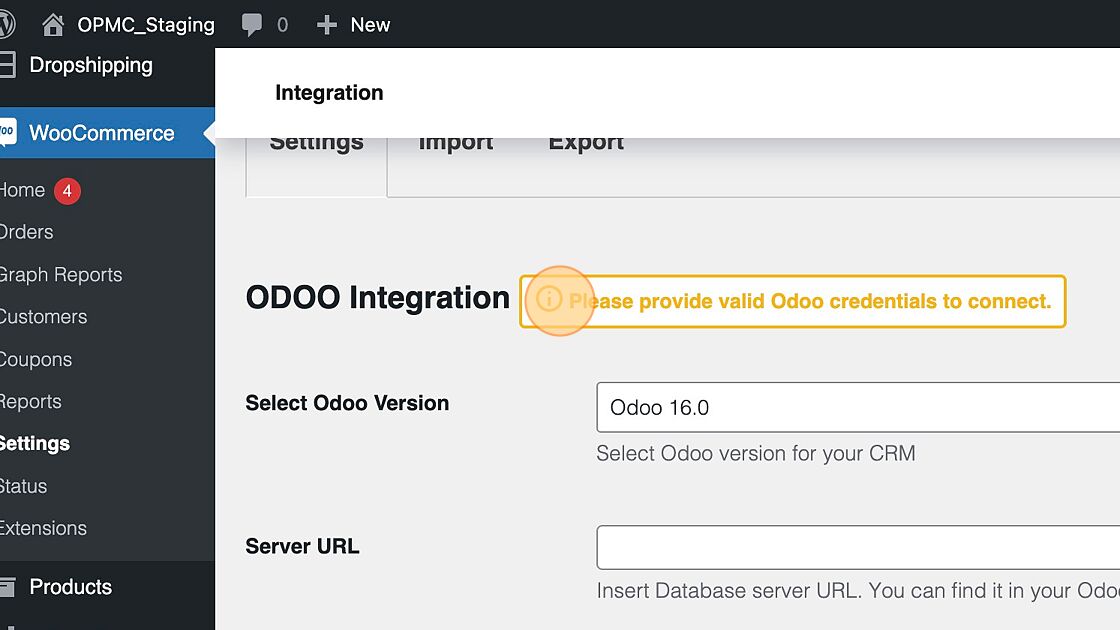 Screenshot of: On the Odoo Settings Page you can see the Odoo Settings Page, the Indicator can be seen on the Odoo Settings Page.