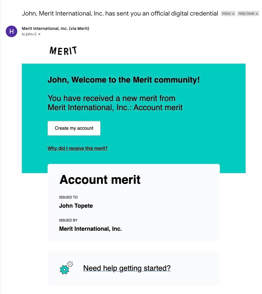Screenshot of: Find the email that has the "Create my account" button. Right-click "Create my account"