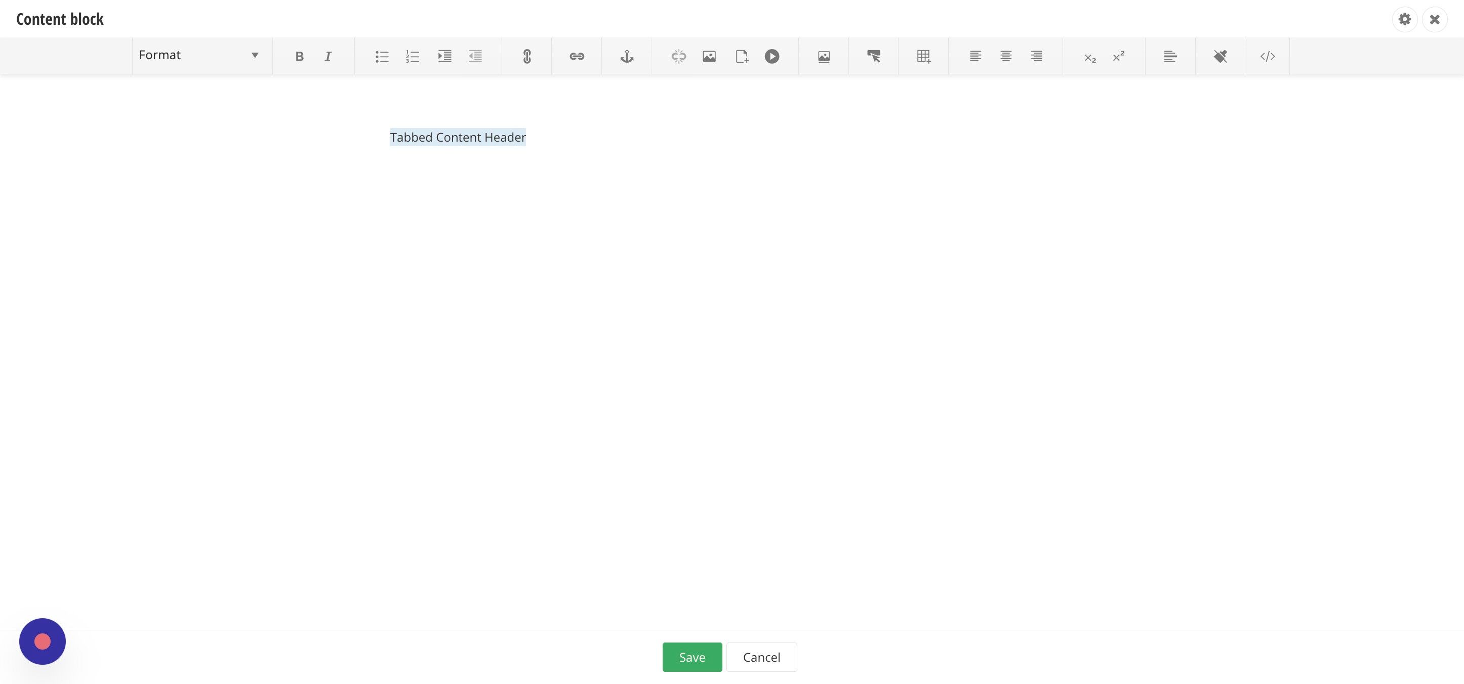 Screenshot of: Add the Header text and save.