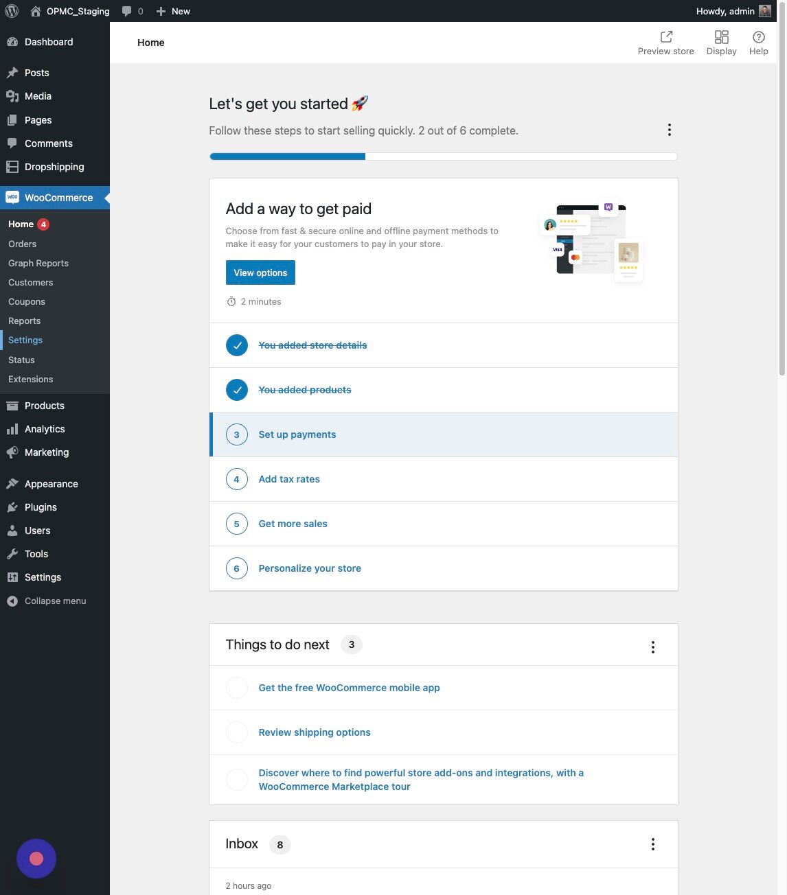 Screenshot of: Click "Settings"