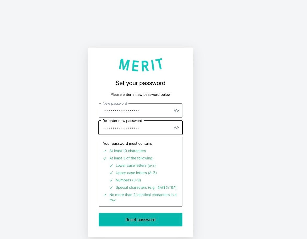 Screenshot of: Click "Reset password"