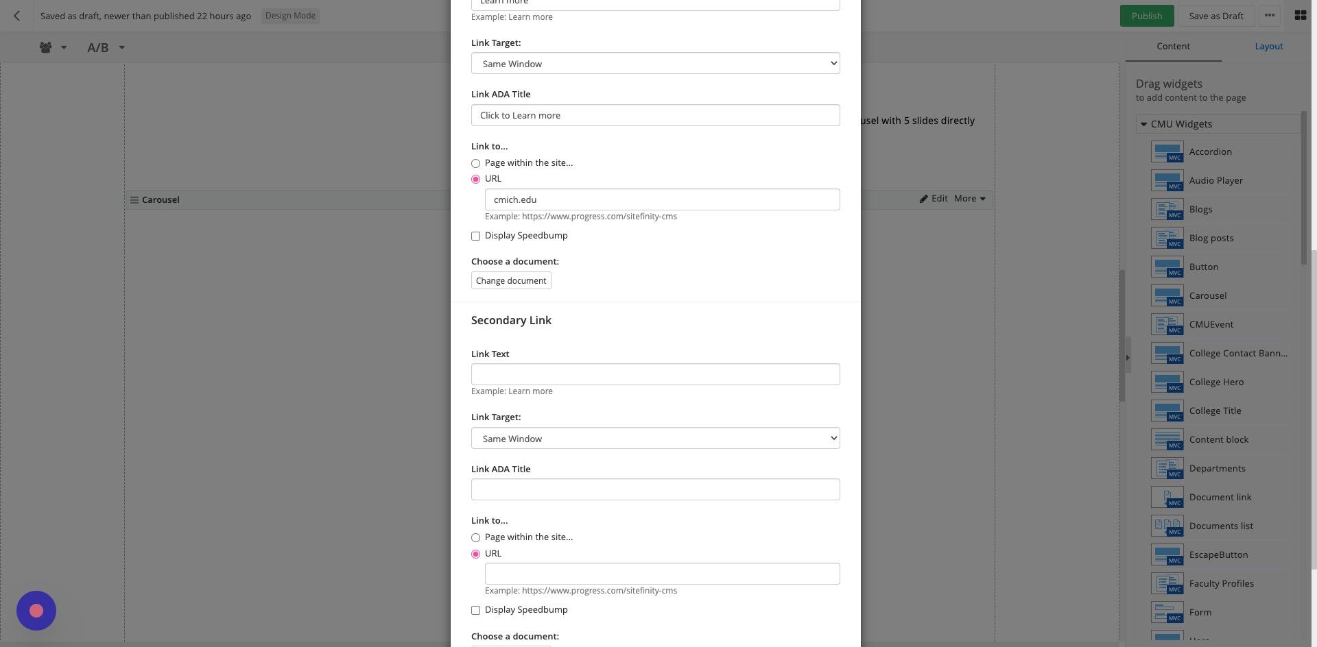 Screenshot of: Repeat steps 6-9 for secondary link.