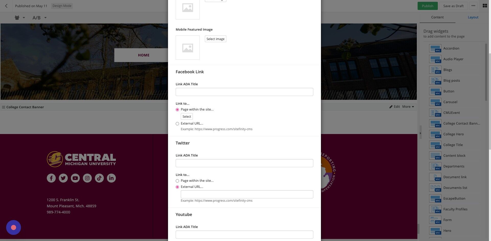 Screenshot of: Facebook: Add in the ADA text.