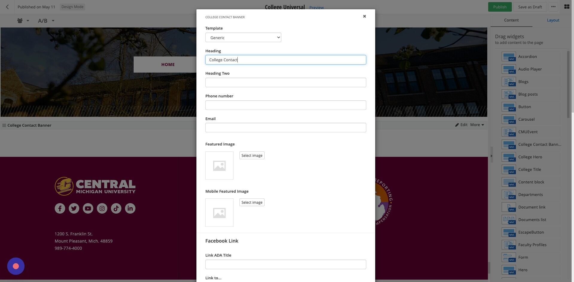Screenshot of: Add the heading. (heading two is optional)