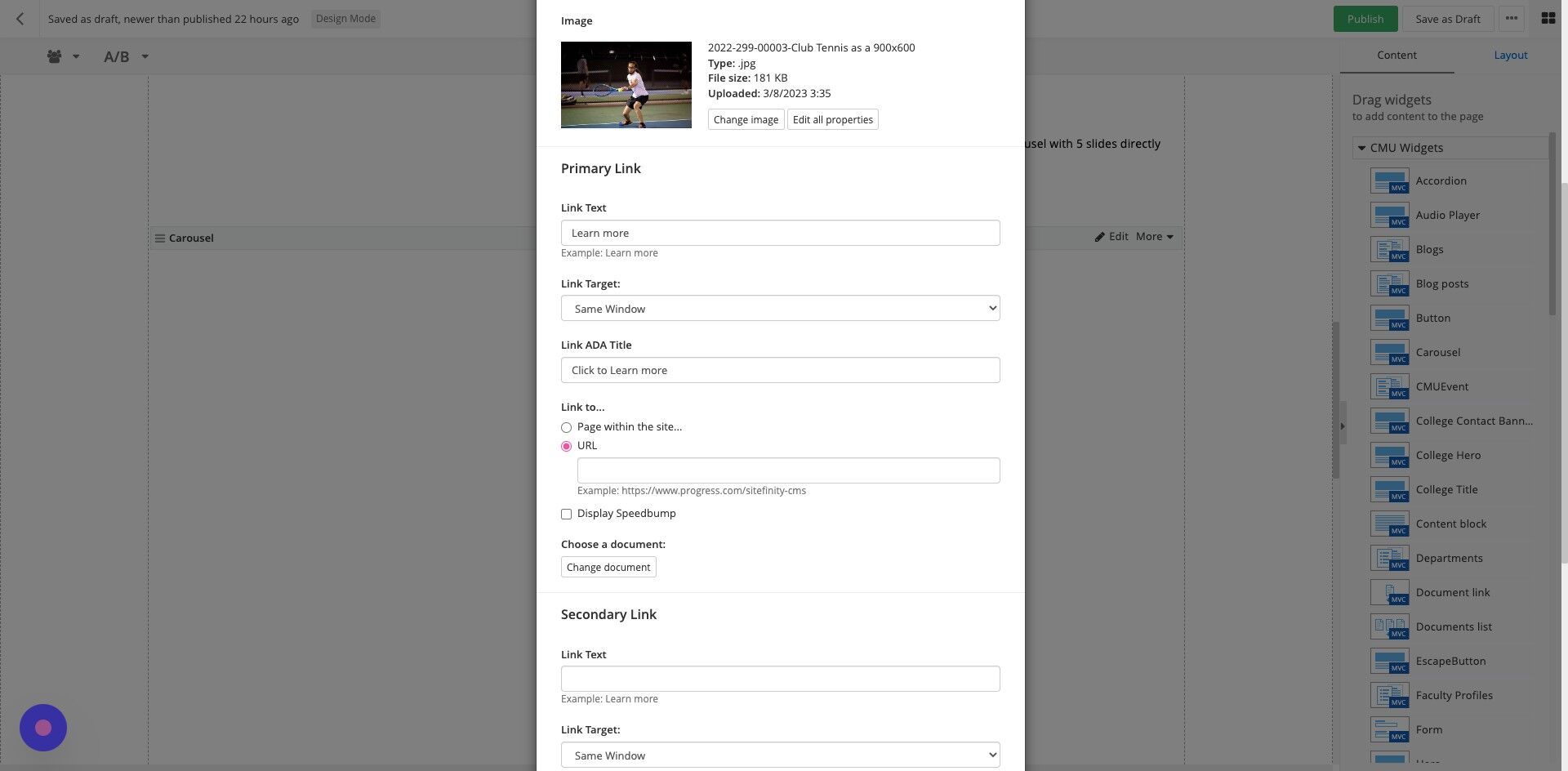 Screenshot of: OR  External URL... Enter the full URL of the link outside of cmich.edu. Be sure to include the https://.