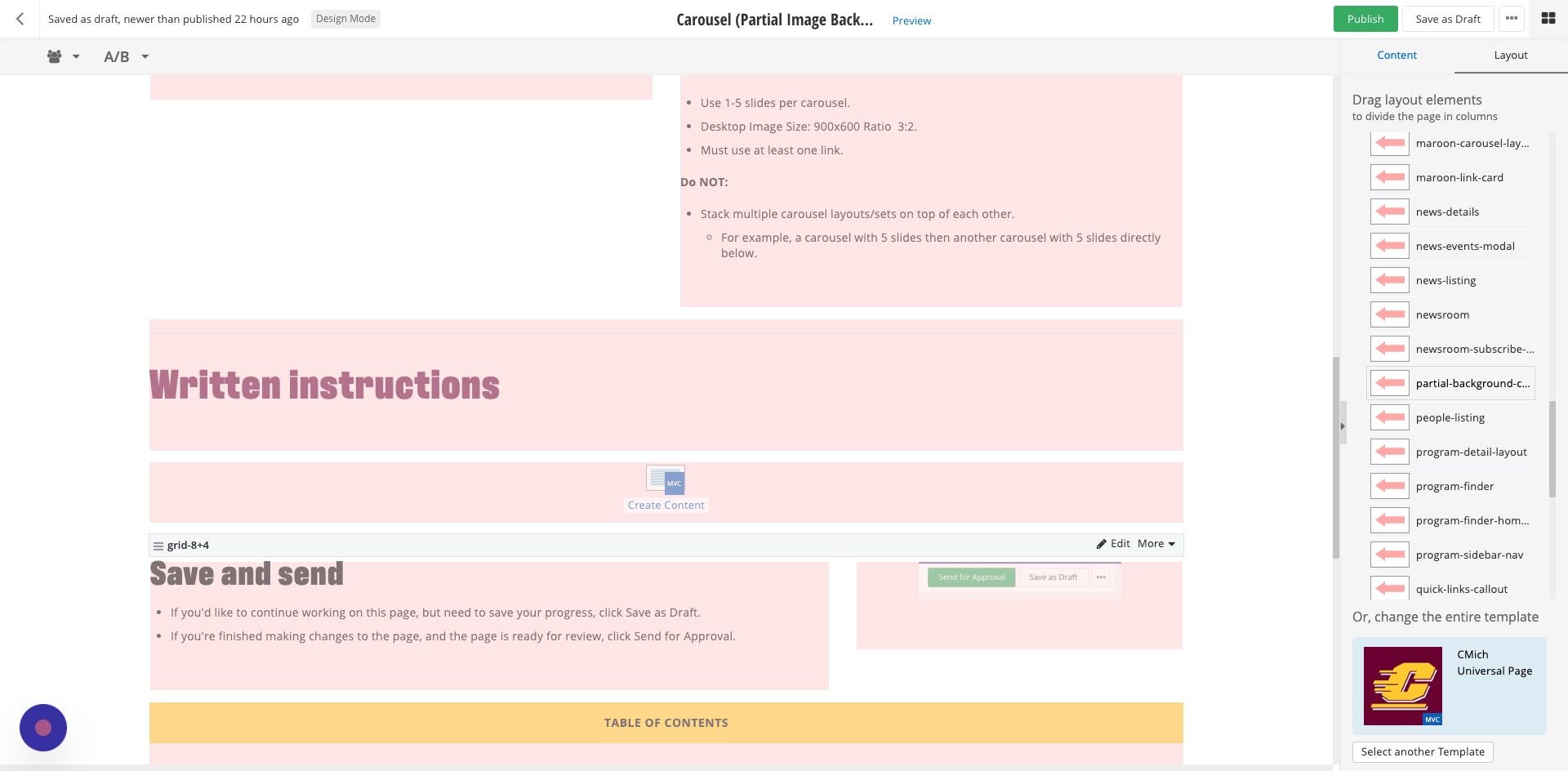 Screenshot of: Add the “partial-background-carousel-layout” to the 
