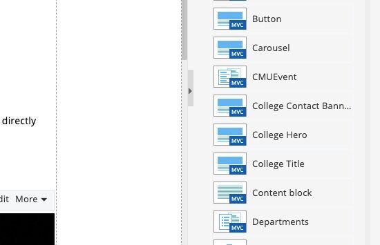 Screenshot of: Add up to five carousel widgets to the layout just placed on the page. One per slide.
