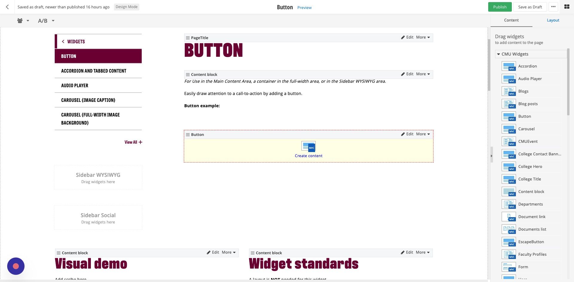 Screenshot of: Click on Create Content.
