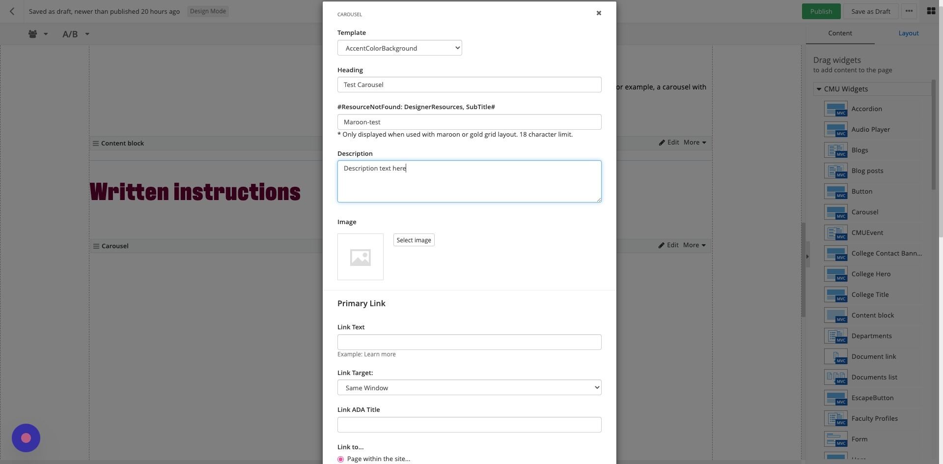Screenshot of: Description: Enter description text. (Recommend max 150 characters)

