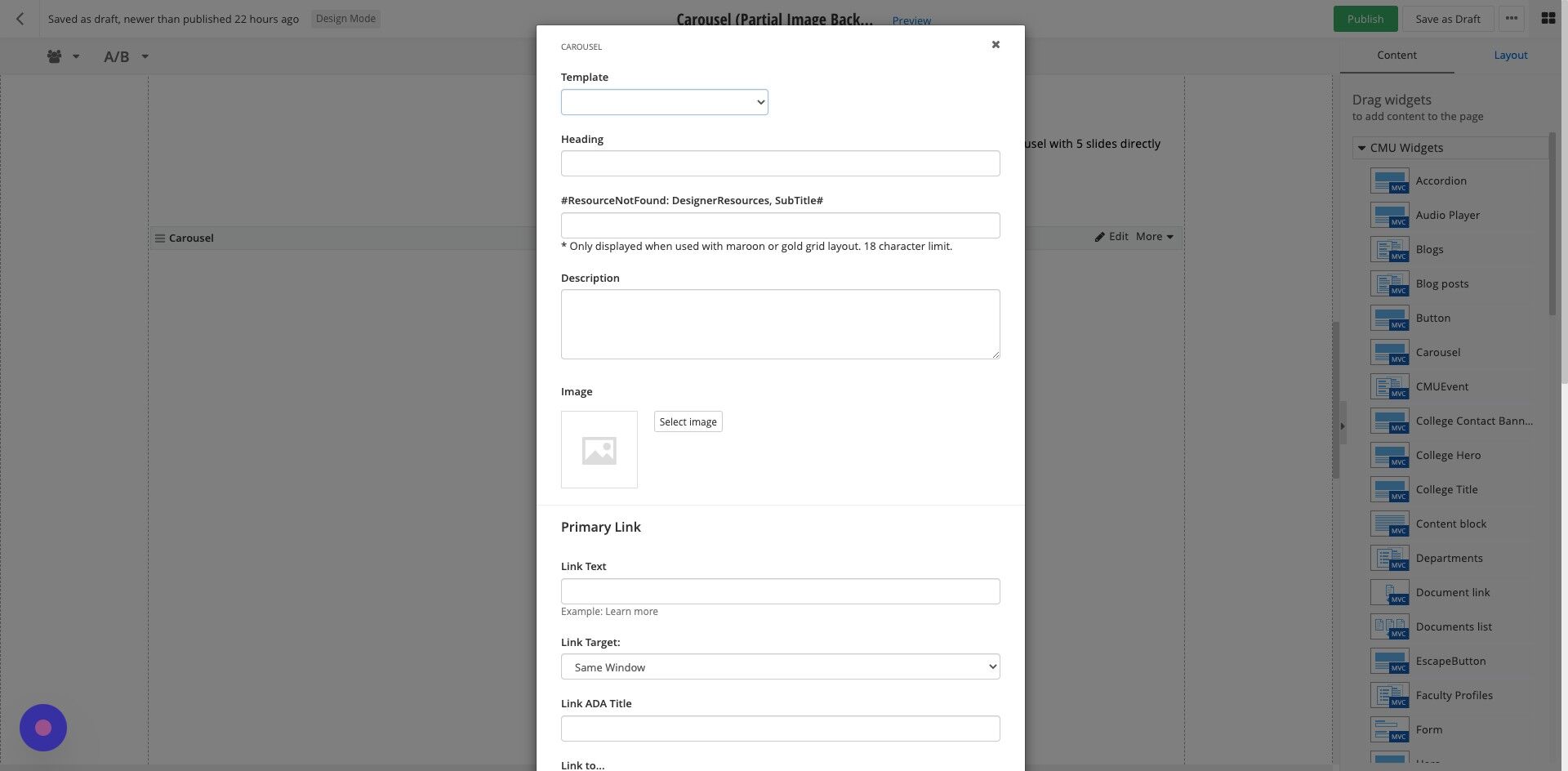 Screenshot of:  Template: Carousel.