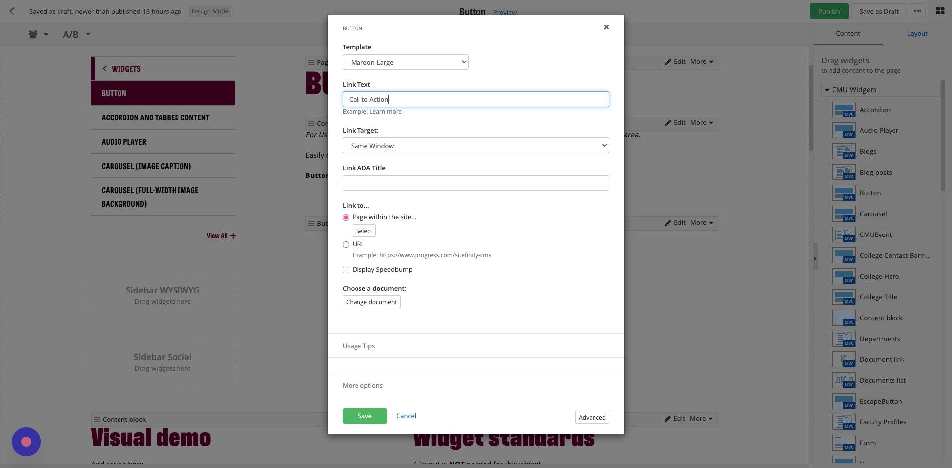 Screenshot of: Enter the ADA link text.
