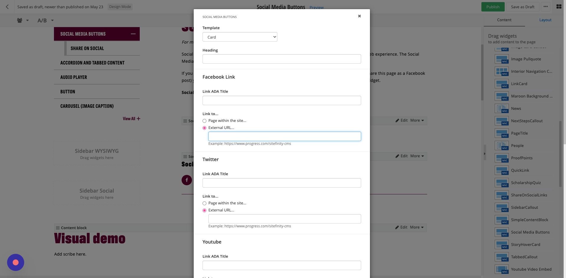 Screenshot of: Twitter: Add in the ADA text.
