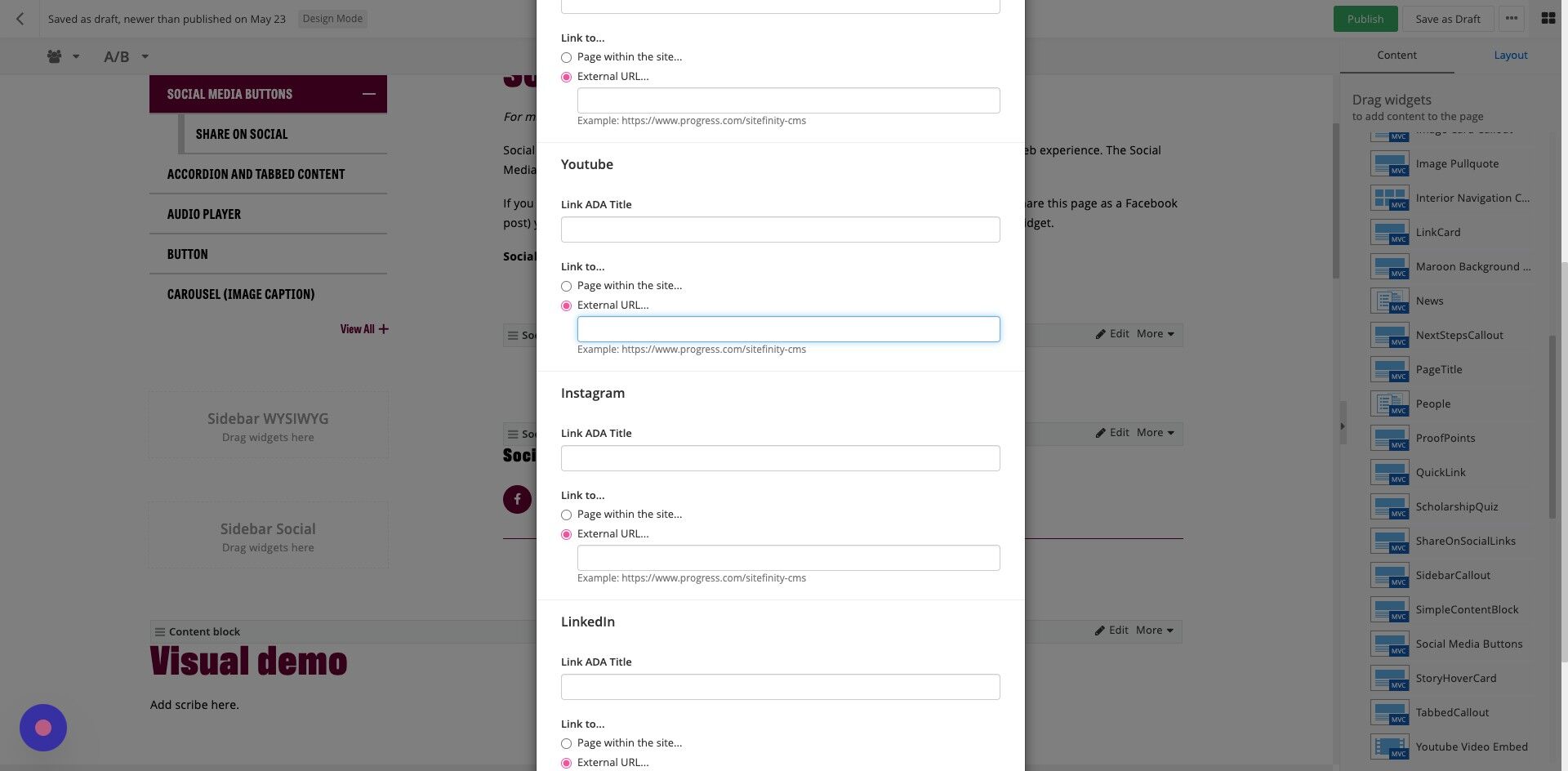 Screenshot of: Instagram: Add in the ADA text.