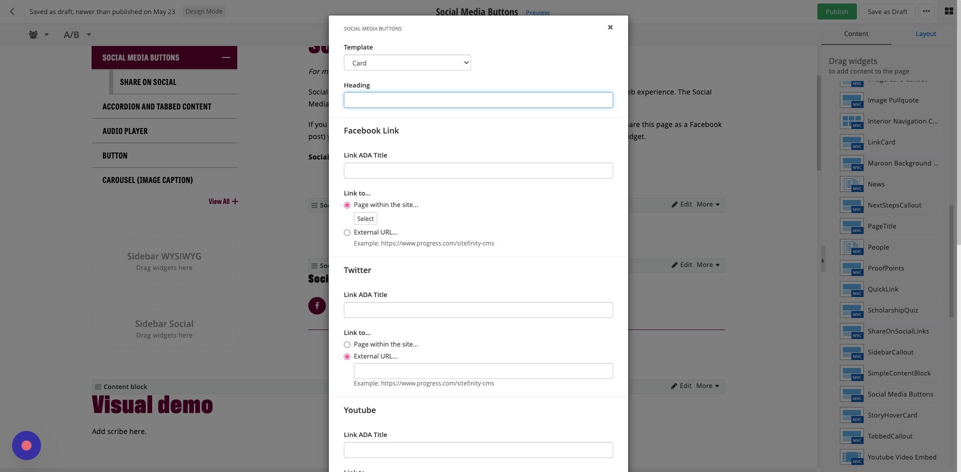 Screenshot of: Facebook: Add in the ADA text.
