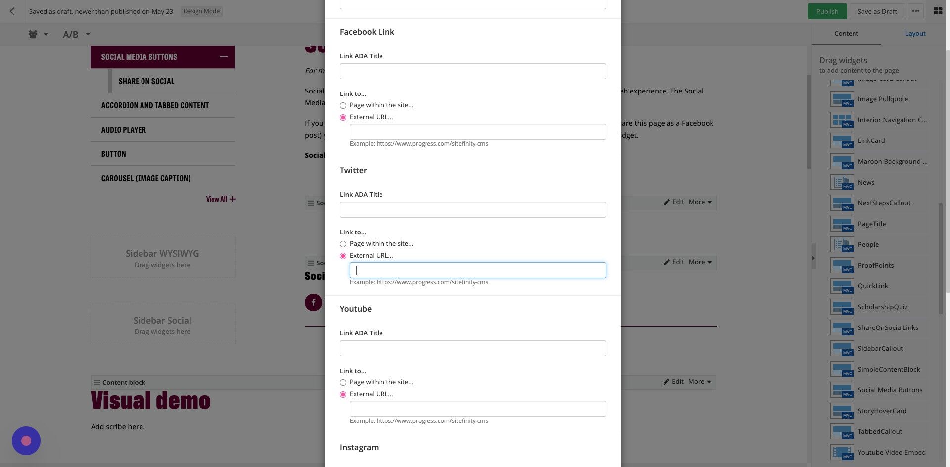 Screenshot of: Youtube: Add in the ADA text.
