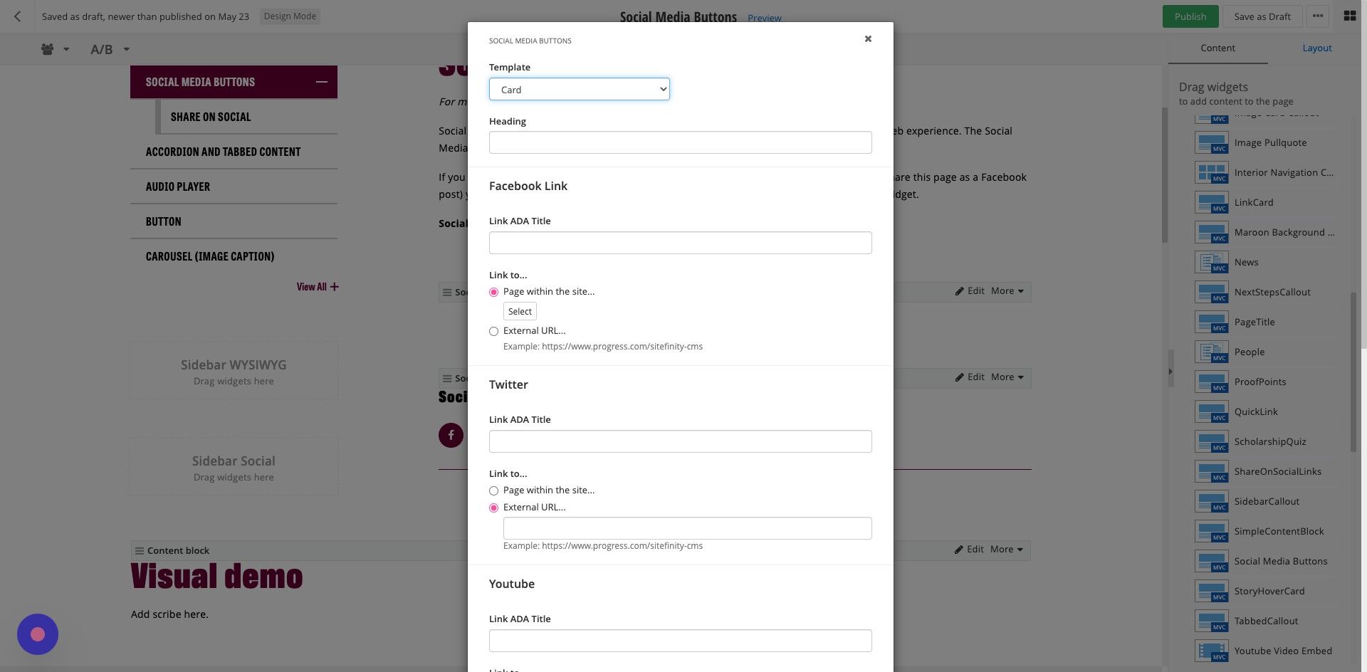 Screenshot of: Heading: Enter heading text. (Recommend max 75 characters)
