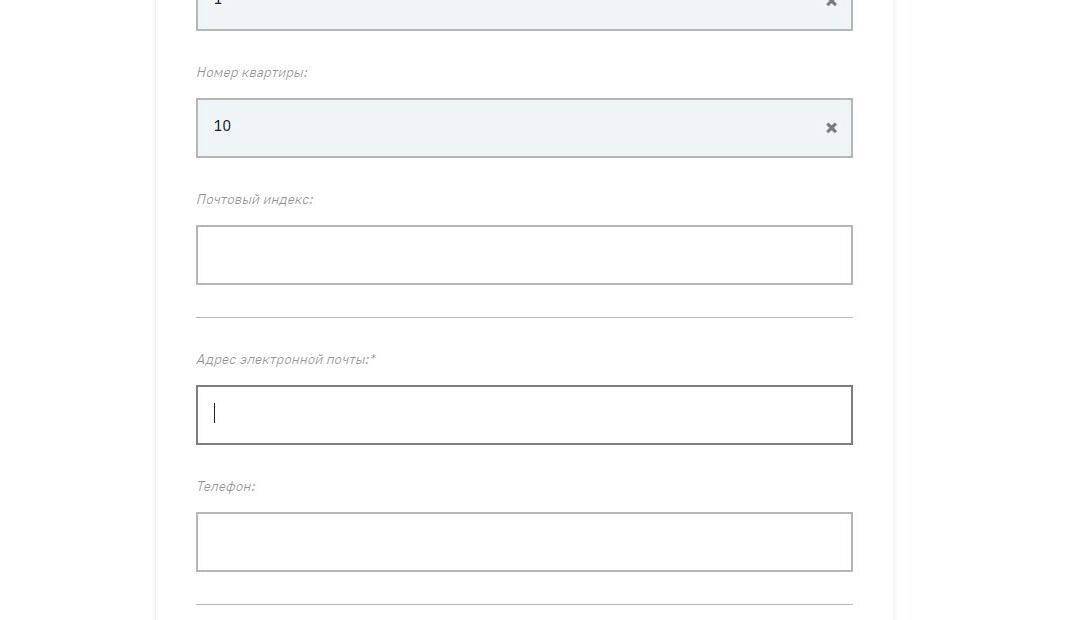 Screenshot of: Укажите Ваш адрес электронной почты. 