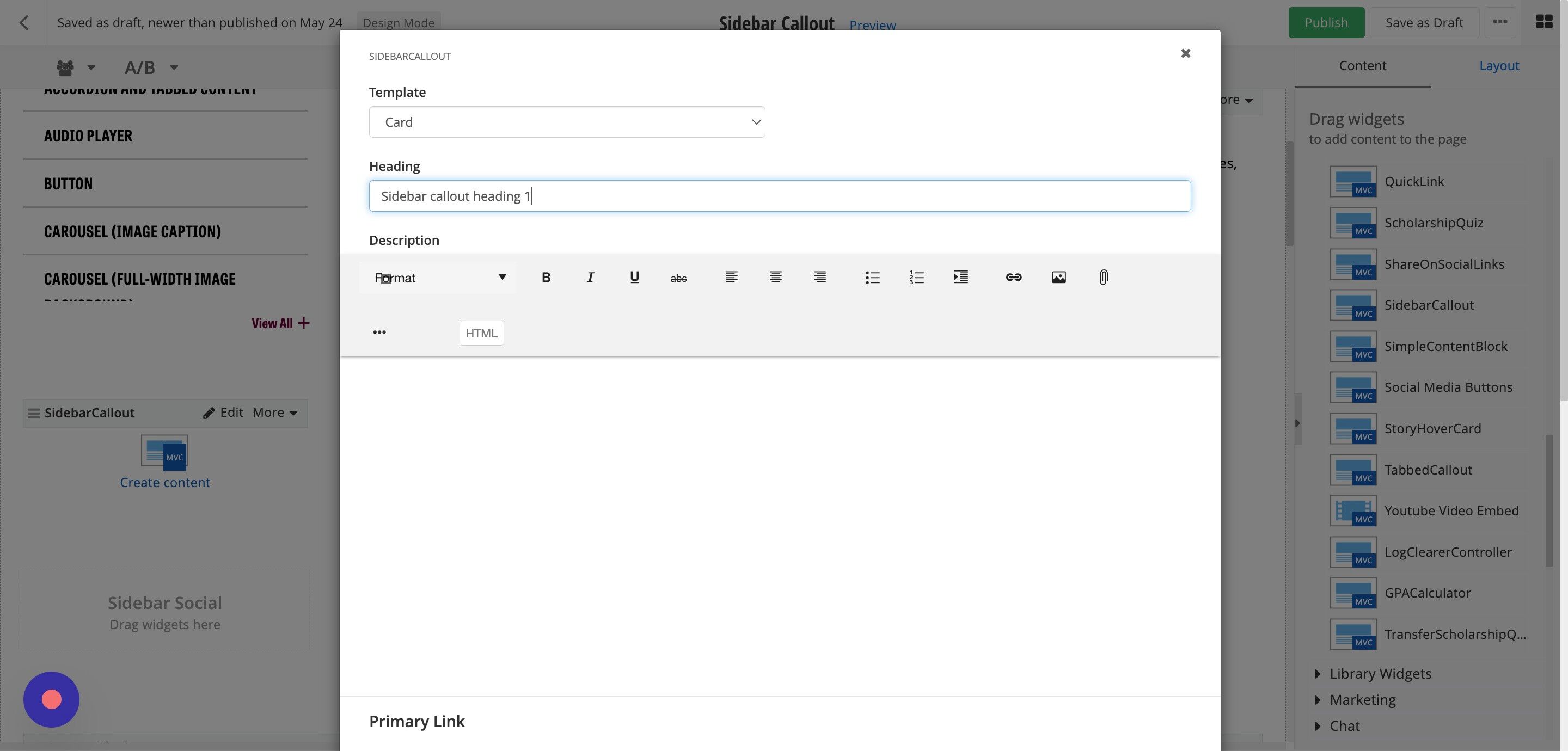 Screenshot of: Enter your main text into the Description field. Max 150 characters including spaces.