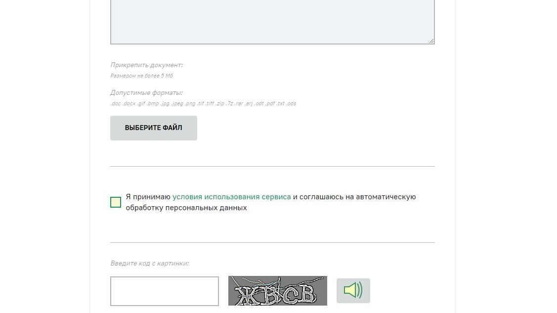 Screenshot of: Поставьте галочку о том, что принимаете условия использования сервиса и соглашаетесь на автоматическую обработку персональных данных.
