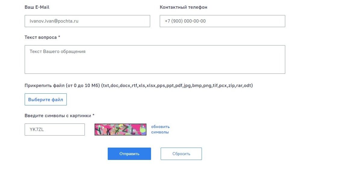 Screenshot of: Нажмите кнопку "Отправить". Отслеживать статус можно по электронной почте.