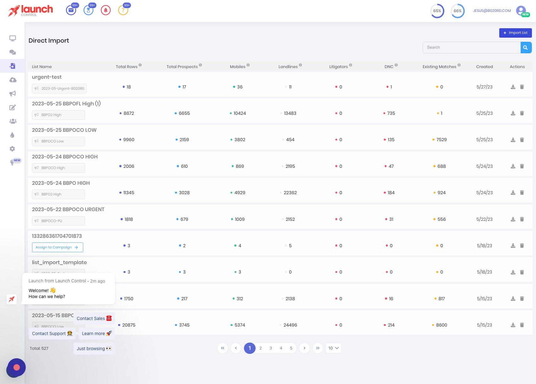 Screenshot of: Click "Import List"