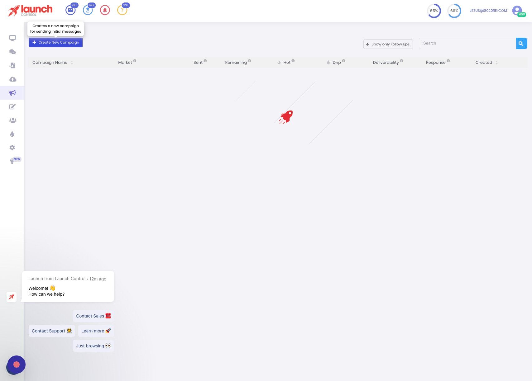 Screenshot of: Click "Create New Campaign"