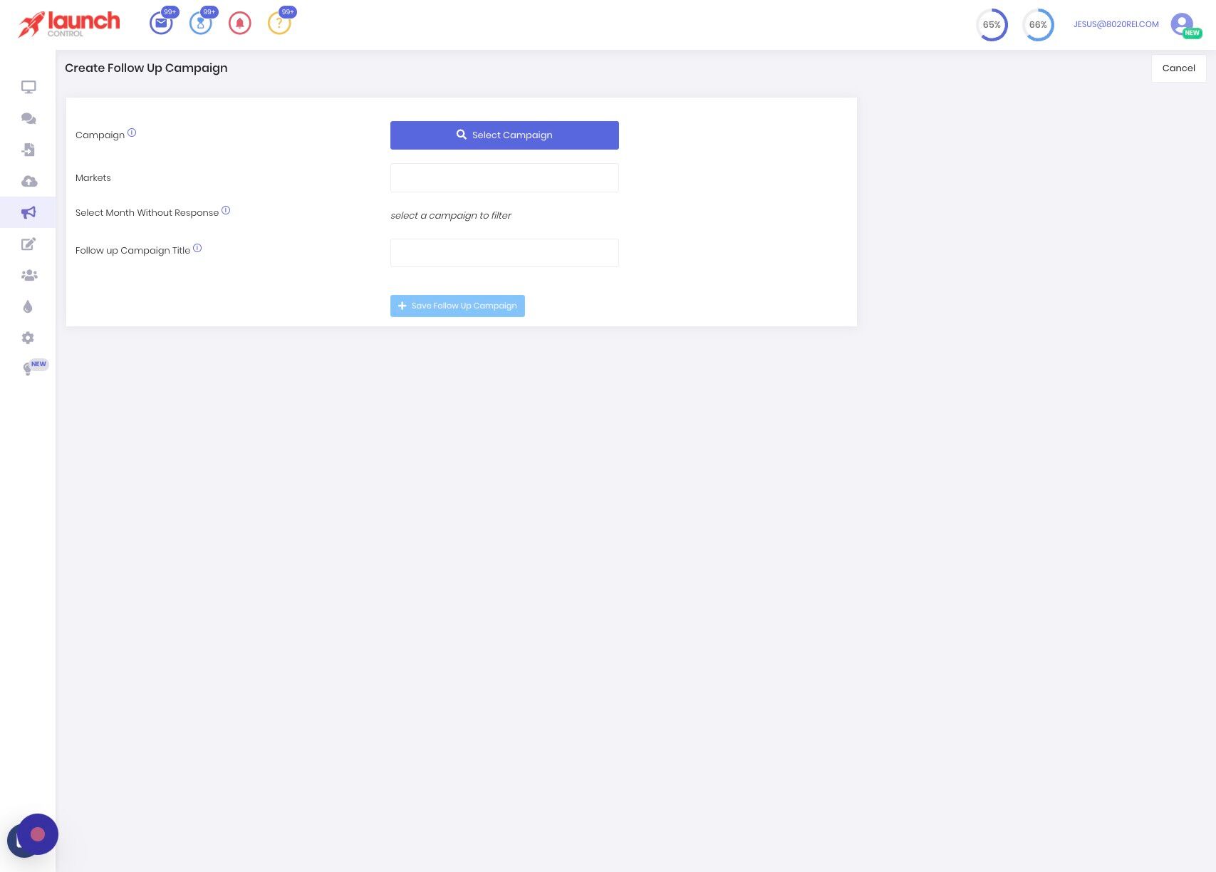 Screenshot of: Click "Select Campaign"