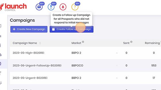 Screenshot of: Click "Create Follow up Campaign"