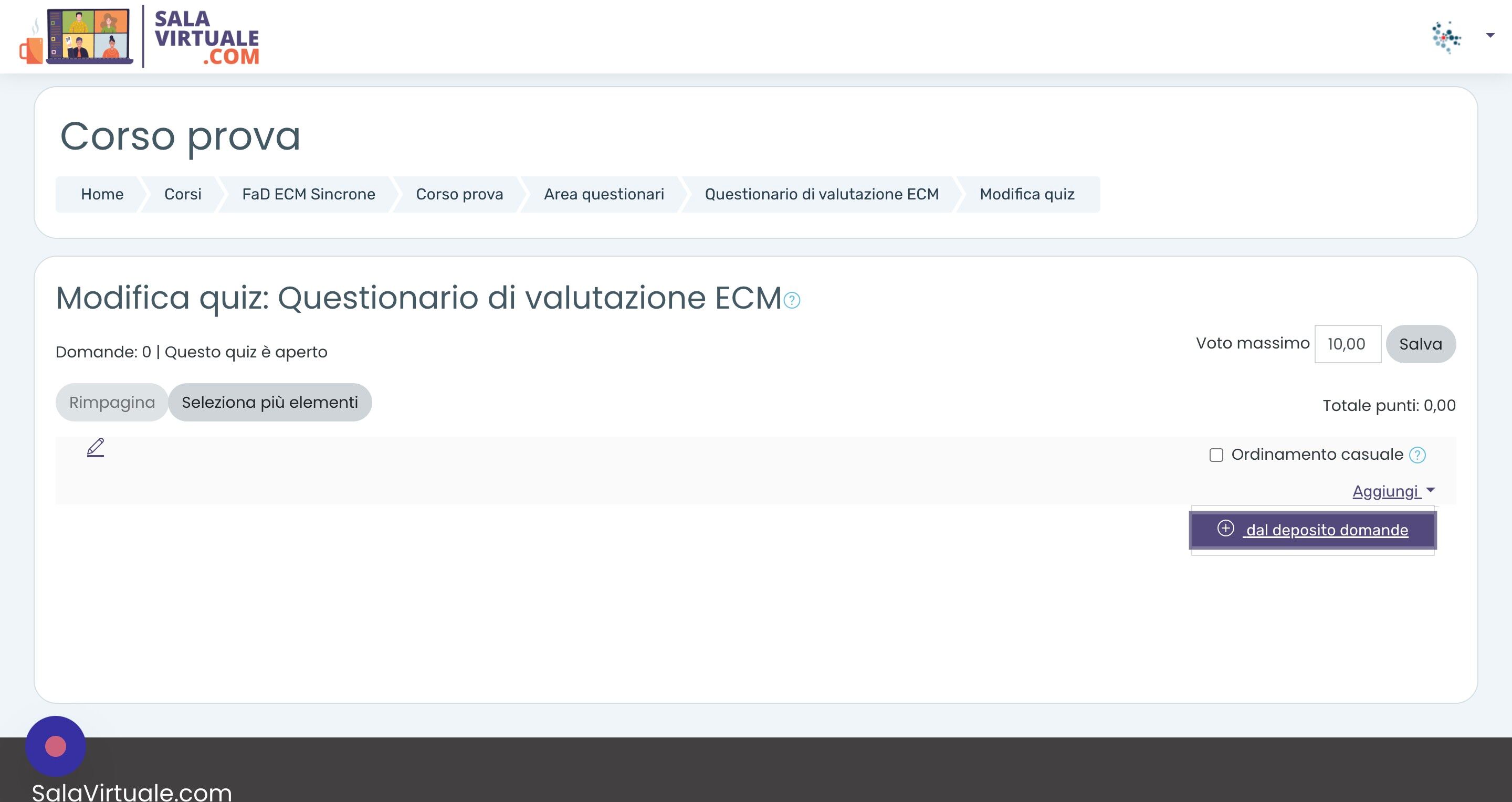 Screenshot of: e cliccare "dal deposito domande"