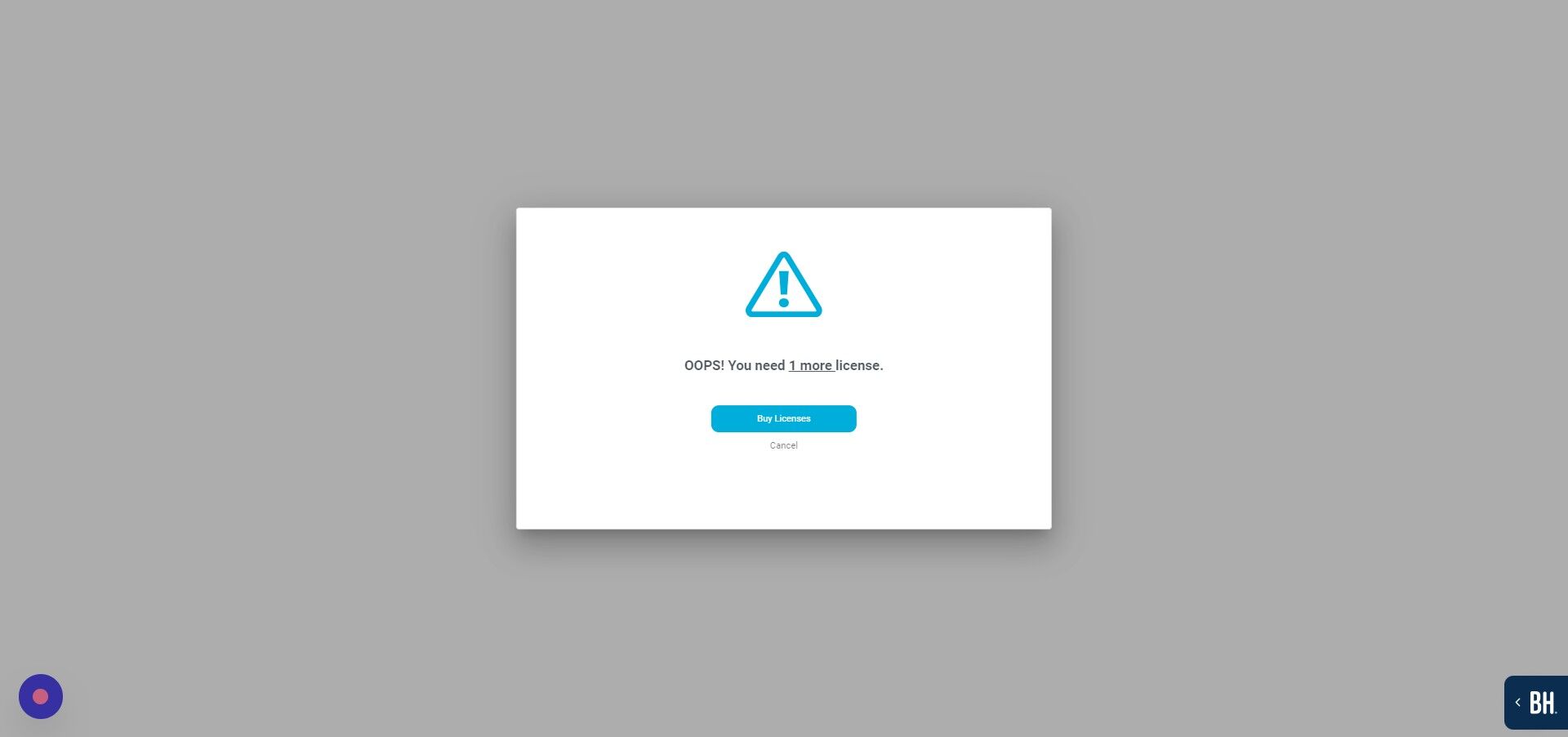 Screenshot of: Click "Buy Licenses"