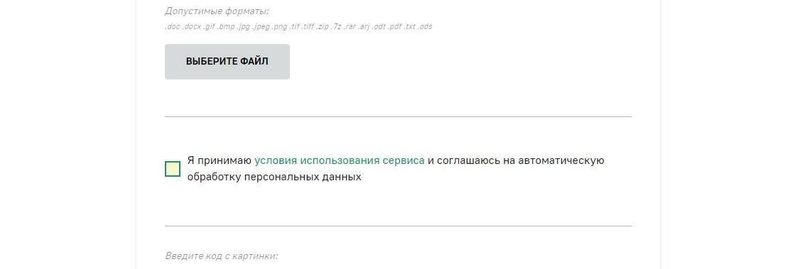 Screenshot of: Поставьте галочку о том, что принимаете условия использования сервиса и соглашаетесь на автоматическую обработку персональных данных.